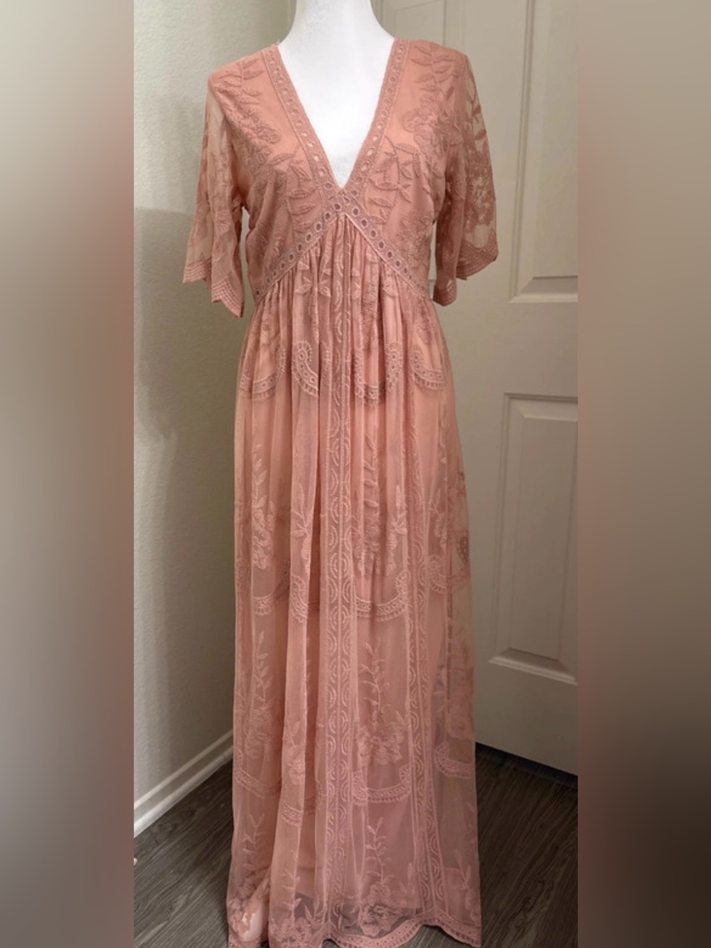Pinkblush Blush Pink Lace Maxi Dress